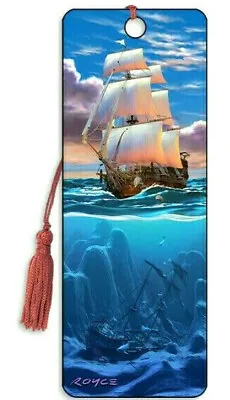 3D Bookmark Sailing Boat Shipwreck Galleon Pirate Ship Sea Lover Gift Him Her • £4.29