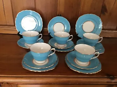 Colclough Blue Harlequin 17pce Tea Set • £35