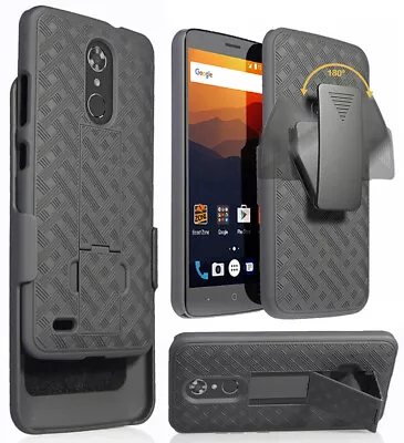 Black Kickstand Case Cover + Belt Clip Holster For ZTE Blade X Max (Z983) • $11.95