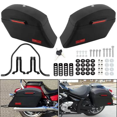 Hard Motorcycle Saddle Bags Saddlebags W/ Mounting Kit For Harley Honda Shadow • $266.99