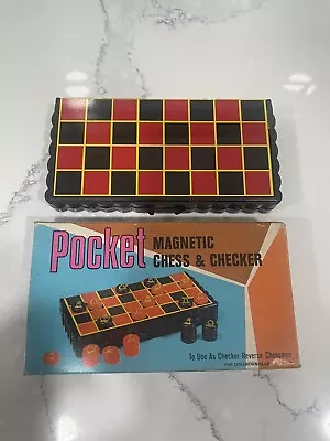 Pocket Magnetic Chess  & Checkers Complete Vintage Old School Retro • $3.19