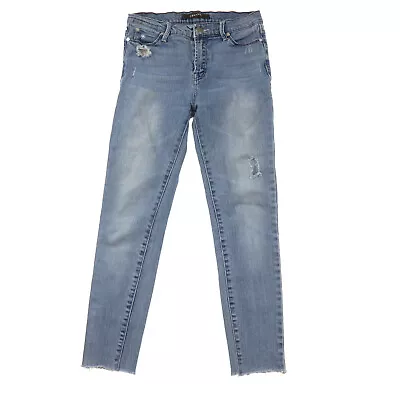 J Brand Maria Skinny Jeans Womens 26 Distressed Light Blue Denim Raw Hem • $15.99