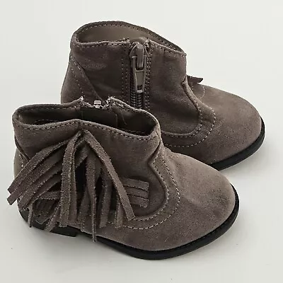 Garanimals Infant Fringe Boots Size 3 Fabric Non Marking Rubber Sole Faux Suede • $7.79