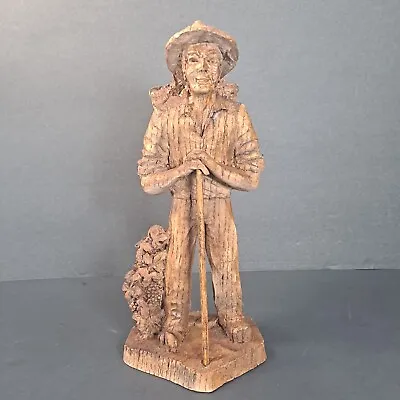 Vintage SIC Hand Carved Wooden Man Harvesting Grapes Figurine Made In France • $19.78