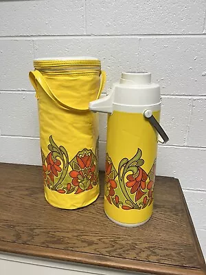 VTG Peacock Vacuum Bottle Company Thermos Dispenser Coffee Air Pot & Carry Bag • $41.99