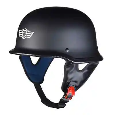 AHR Motorcycle German Style Half Helmet Chopper Cruiser Scooter Matte Black New • $29.95