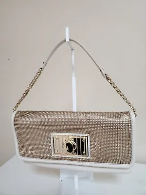 Oroton Handbag Leather Vintage Mesh Gold Ivory Ecru Chain Rectangle Shoulder Bag • $100