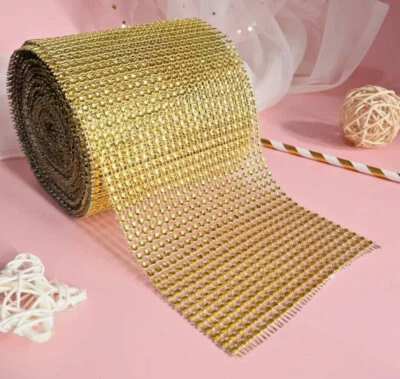 £5.99 • Buy 9m Length Gold Diamante/ Diamonte Rhinestone Effect Mesh Ribbon Cake Trim 