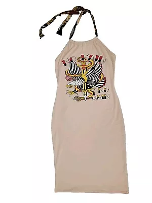 Basic Open Back Dress No Pain No Gain Eagle Graphic Ed Hardy Style Size L Mexico • $19.95