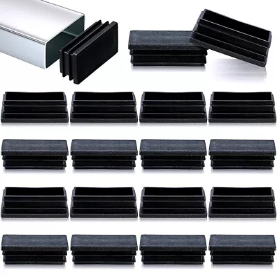 Rectangle Tube Plastic End Caps Blanking Inserts Furniture Rectangle Bungs Black • $1.74