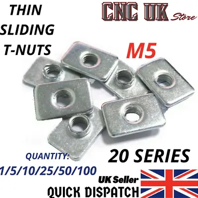 M5 Sliding T Nut Thin Pre Assembly Aluminium Extrusion Profile T-slot V-slot UK • £2.39