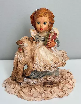 Vintage Enesco Figurine Whittle Nursery Rhymes Mary Had A Whittle Lamb Decor • $24.99