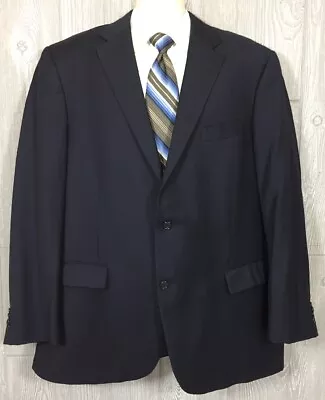 Recent Hart Schaffner Marx Navy Wool 2 Button Sport Coat Jacket 48 Long (t4) • $55.99