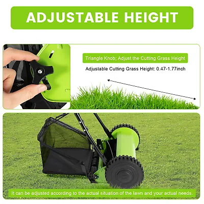 Adjustable Height Lawn Mower Manual Reel Push Walk Behind Dual Wheeled 5-Blade • $75