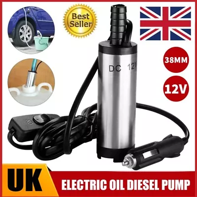 38mm Diesel Fuel Pump DC 12V Transfer Pump Water Oil Fluid Refuelling Tool UK • £8.59