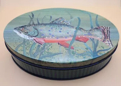 Vintage Mille Lacs M.P. Co. Candy Tin Litho Rainbow Spotted Trout- Fishing Theme • $12