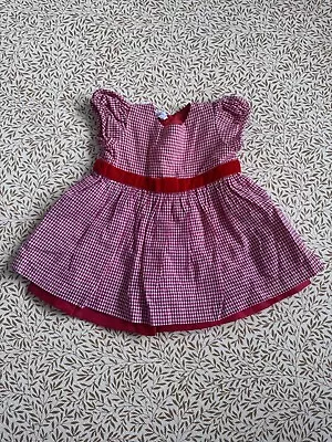 Sue Hill Baby Girl 6-12 Month Occasion Red Check Tartan Velvet Now Smart Dress  • £25