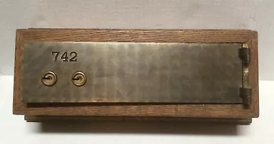 Vintage Bank Safe Deposit Wood Box Brass Door Lock No Key Empty 940A • $49.95