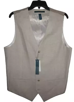 Perry Ellis Mens Vest Medium Linen Blend Natural Linen Core NWT (V-87) • $24.75