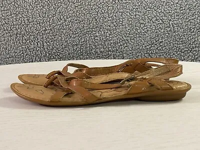 Born Valmar Sandals Women's Size 9M Brown Leather Beach Buckle Strappy Slingback • $19.99