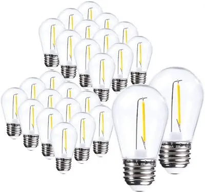 24pcs S14 1W Outdoor String Lights Bulbs LED Shatterproof 2700K Soft White E26 • $24.99