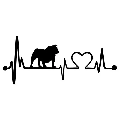 8  HEARTBEAT BULLDOG Vinyl Decal Sticker Car Window Laptop Keywords • £3.79