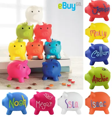 £10.99 • Buy Personalised PIGGY BANK Custom Money Box Pot Savings Fund Coins Hand Drawn Gift