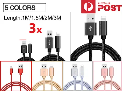 $14.99 • Buy 3X Nylon Fast USB Cable Charger Cord Charging For IPhone 7 8 X 11 12 13 Pro IPad