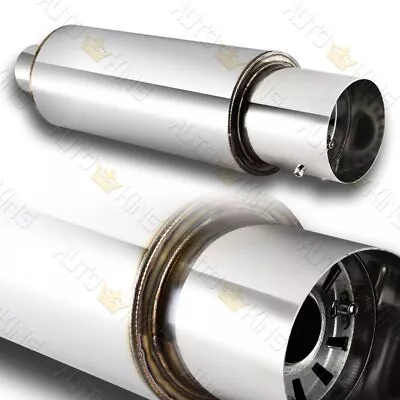 Universal JDM 4  Tip 2.5  Inlet T-304 Stainless Steel Resonator Exhaust Muffler • $34.24