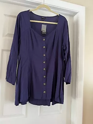 Torrid Fit And Flare Stretch Long Sleeve Challis Button-Up Top 1X • $29.99