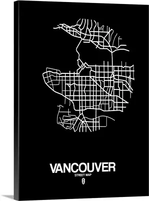 Vancouver Street Map Black Canvas Wall Art Print Map Home Decor • $49.99