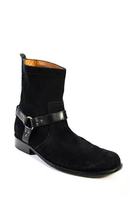John Varvatos Mens Leather Trim Suede Harness Ankle Boots Black Size 10.5 • $49.99