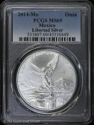 2014-Mo Mexico 1 Oz Silver Libertad PCGS MS 69 | Uncirculated UNC BU • $74.95