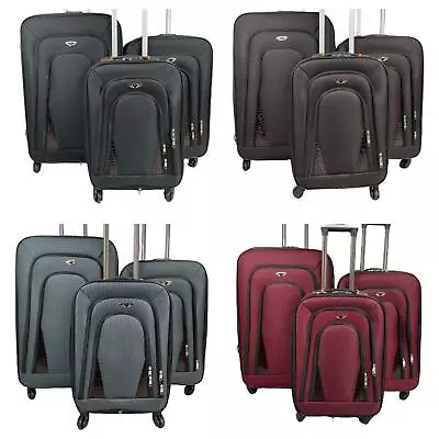Lightweight Nylon 4 Wheel Luggage Set Suitcase Travel Cabin Trolley Case • £35.99