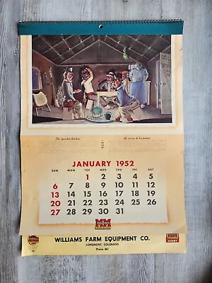 1952 Minneapolis Moline Calendar Molina Campos Art All Pages Present Tractor • $113.33