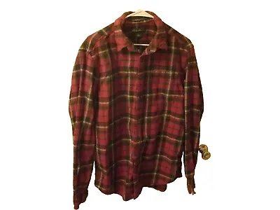 Vintage Eddie Bauer Flannel Shirt Mens Sz  Large Tall Red Plaid Relaxed Fit • $8