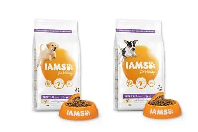 Iams For Vitality Puppy Small-Medium/Large Breed Chicken 2kg/12kg Dry Dog Food • £14.57
