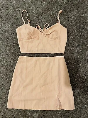 Forever 21 New 2 Piece Crop Top Skirt Set  Coral Peach Color Size Small • $19.99