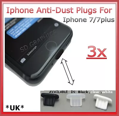 3x Anti-Dust Stopper For Iphone 7/7plus /8/8plus /xs/xsmax/xr/11/12/13/14 • £3.25