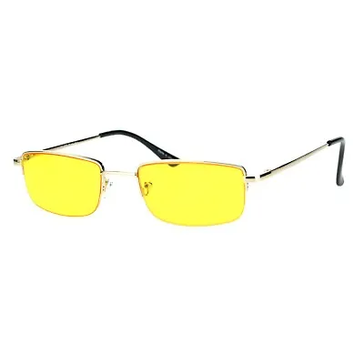 Mens Pop Color Lens Half Rim Narrow Rectangular 90s Dad Sunglasses • $9.95