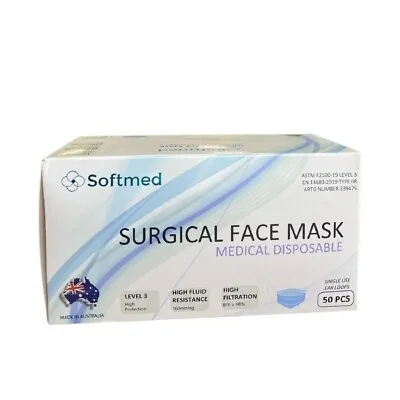 Level 3 3-ply Surgical Face Mask Australia Made - Blue • $10