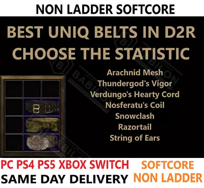 ✅ PC PS4 PS5 XBOX SWITCH✅ NON-LAD All Uniqe Belts Diablo 2 Resurrected Items D2R • $1.50