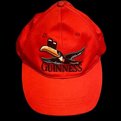 Vintage 80s Red Guinness Beer Toucan Logo Hat Cap Snapback Official Merch Rare • £95
