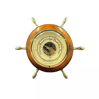 Vintage Desk Barometer Weather Station Nautical Ships Wheel England • $19.95