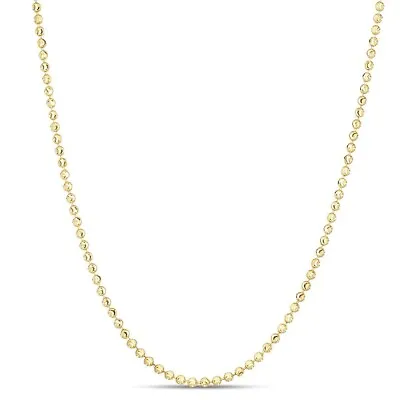 14k Yellow Gold Moon BEAD BALL Link Pendant Chain Necklace 2mm 24  7.5 Grams • $748