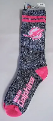 Miami Dolphins Crew Socks Medium Size 5 To 10 Melange Pink • $12