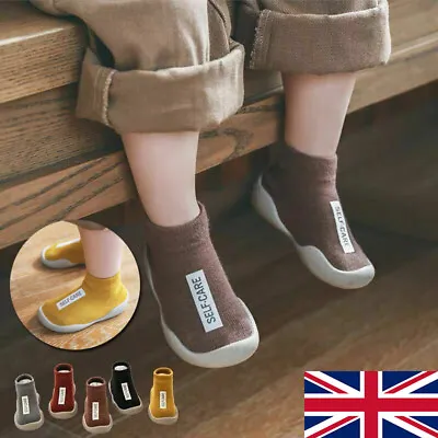 Baby Kids Girl Boys Toddler Anti-slip Slippers Socks Cotton Shoes Winter Warm UK • £4.98