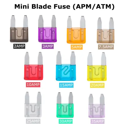 Car Truck Mini Blade Fuse APM/ATM Fuses 2A/3A/5A/7.5A/10A/15A/20A/25A/30A/35Amp • $6.99