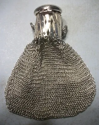 Antique Silver Chain Mail Mesh Coin Purse ~ Expandable Opening • $180