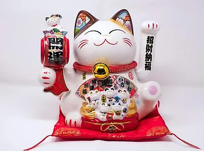 Ceramic Maneki-Neko Waving Arm Lucky Cat - Size: 9 (L) X 13  (W) X 11.5 (H) • $240